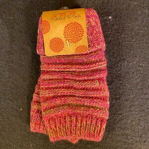 Tickled Pink Knit Fingerless Gauntlet Pink Gloves NWT